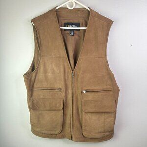 National Geographic Leather Vest with Pockets Size XL - NWOT